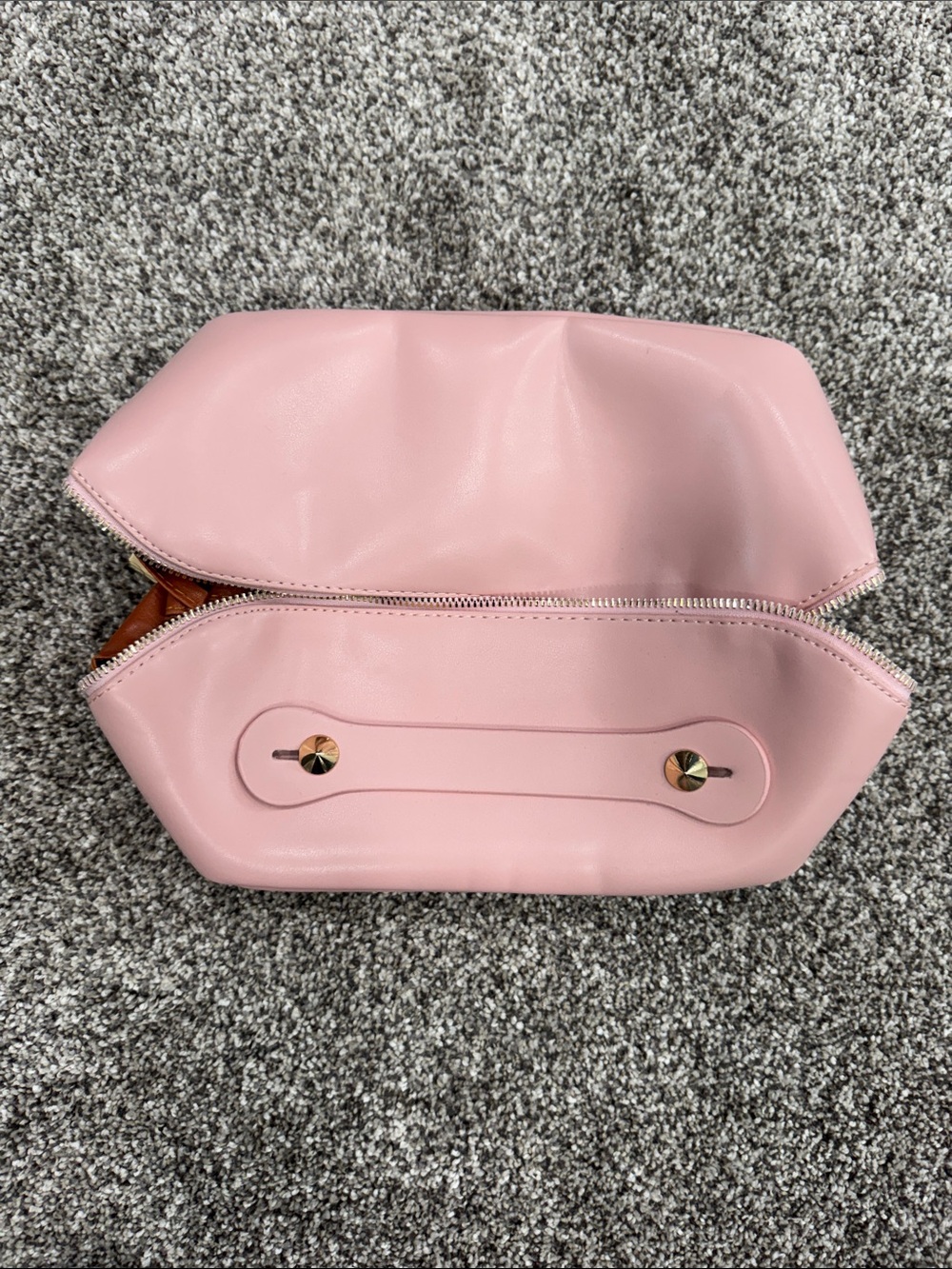 Pink Leather Zippered Cosmetic Pouch ~ One Size